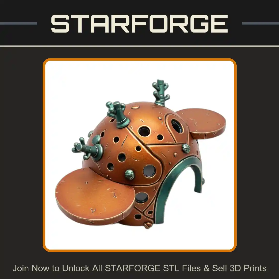 Futuristic Dome Hideout Circular Openings Antenna Details Reptile Fish Tank - 3D Printable STL File