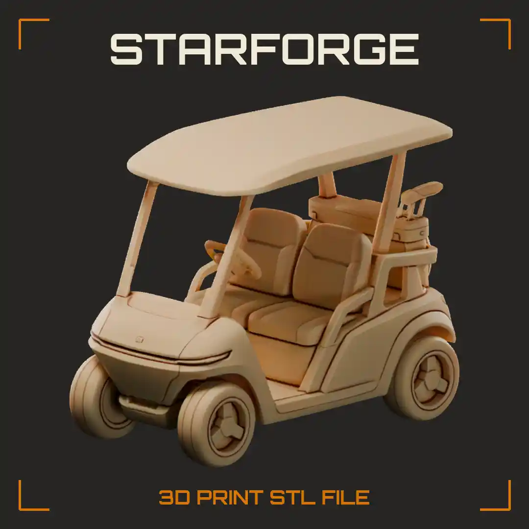 Futuristic Golf Cart With Curved Canopy Roof Bench Seat Bag Rack And Small Wheels