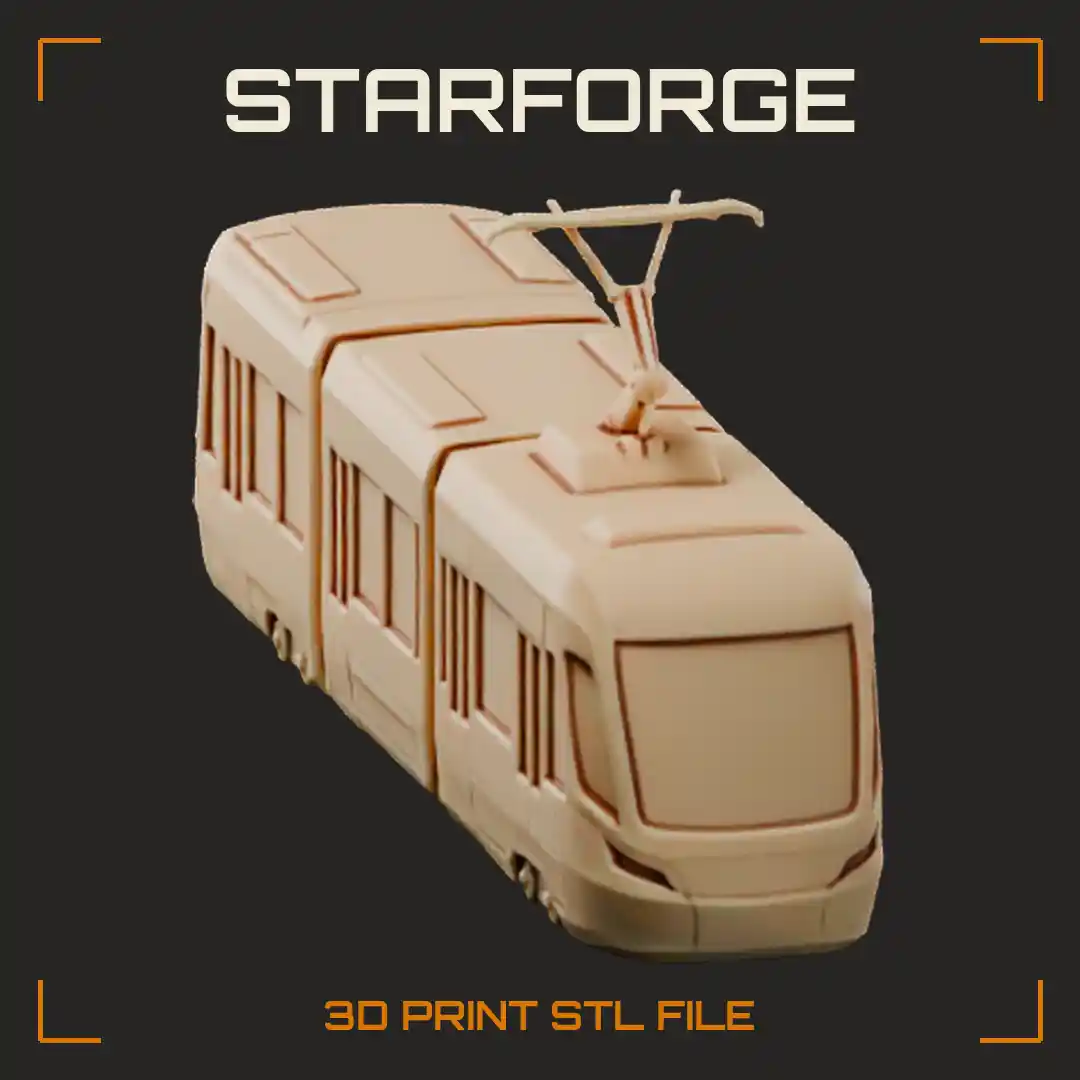 Futuristic Tram With Roof Pantograph Panoramic Windows Rounded Ends And Low Floor Bogies