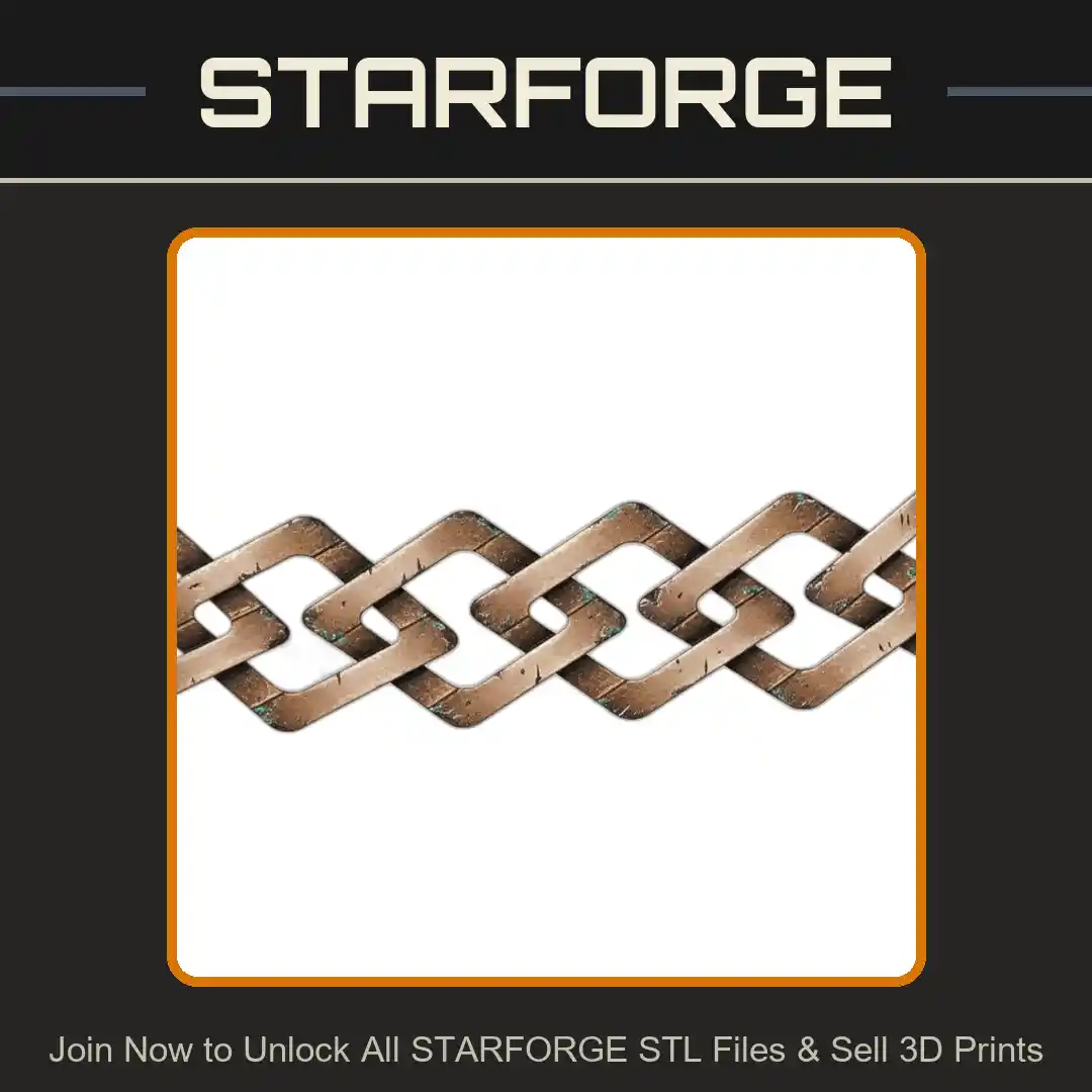 Gangster Style Chain Necklace with Diamond Pattern Links - 3D Printable STL File