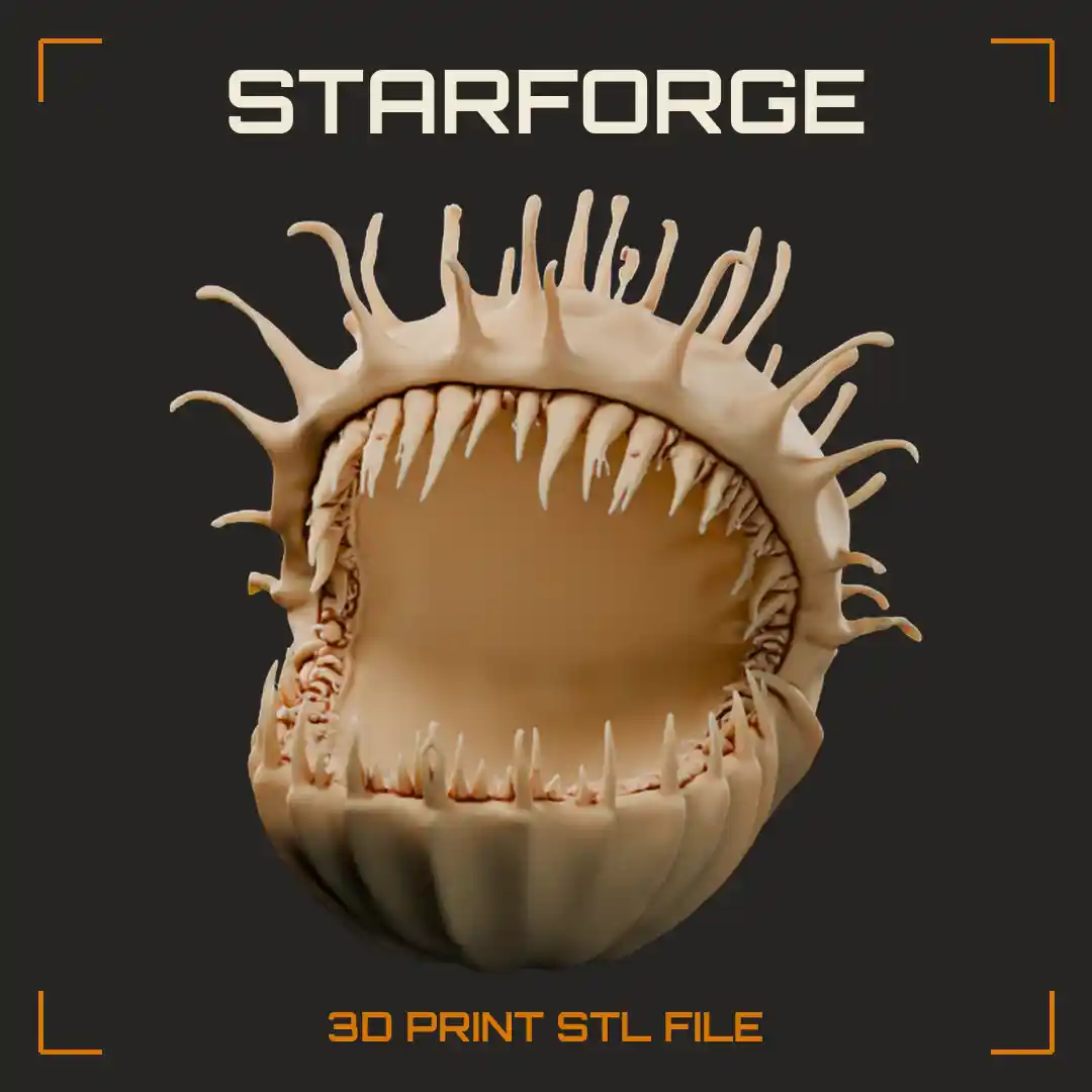 Gaping Venus Flytrap Monster with Fanged Jaws and Spiked Thorny Shell