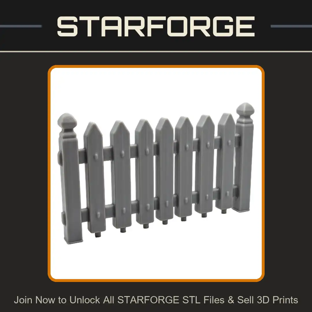 Garden Picket Fence Yard Boundary Section Modular Post Finial Cap Pointed Slat Rail - 3D Printable STL File