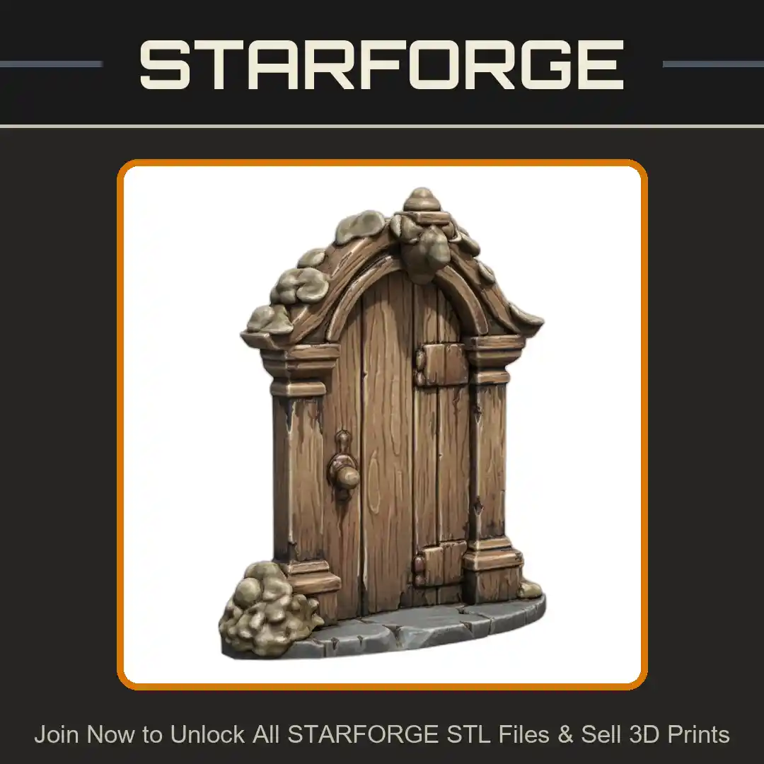 Garden Statue Whimsical Arched Fairy Door with Mossy Accents - 3D Printable STL File