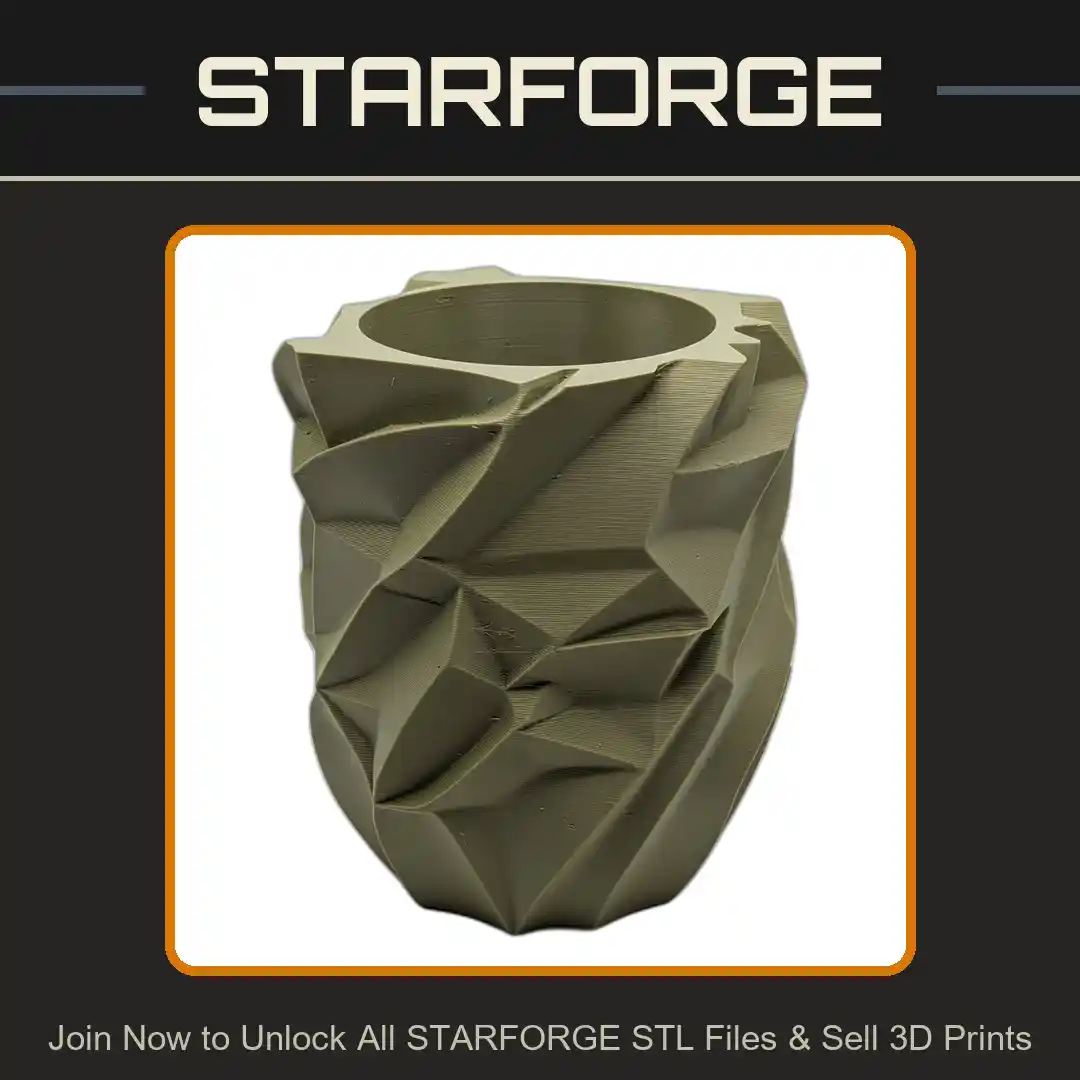 Geometric Faceted Angular Modern Design Beige Finish Planter Plant Pot - 3D Printable STL File