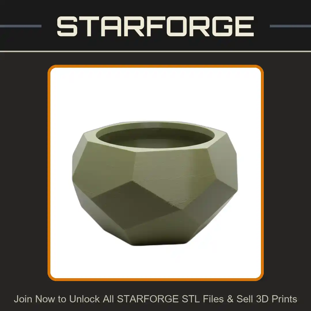 Geometric Faceted Bowl Symmetrical Design Matte Finish Planter Plant Pot - 3D Printable STL File