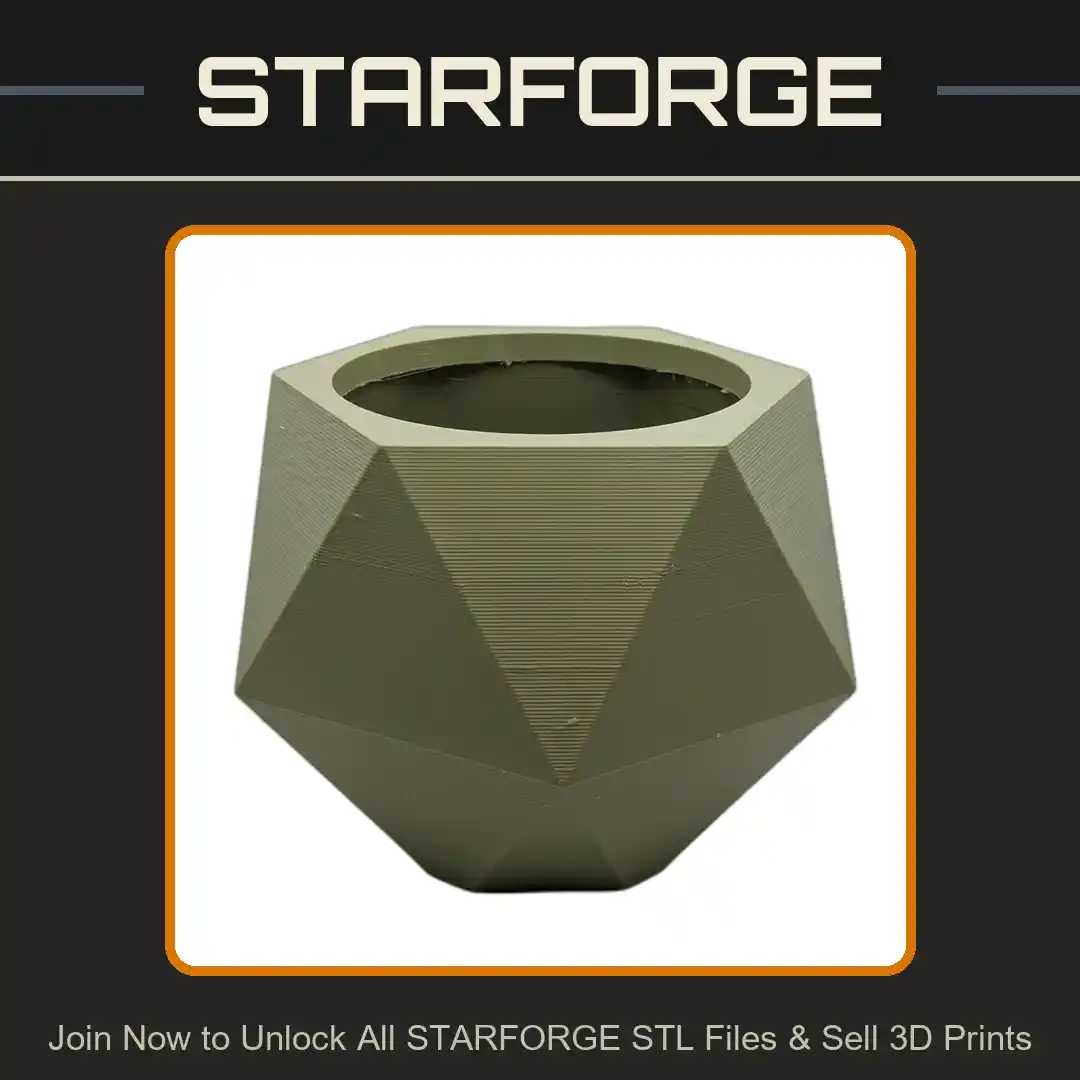 Geometric Faceted Hexagonal Design Matte Finish Planter Plant Pot - 3D Printable STL File