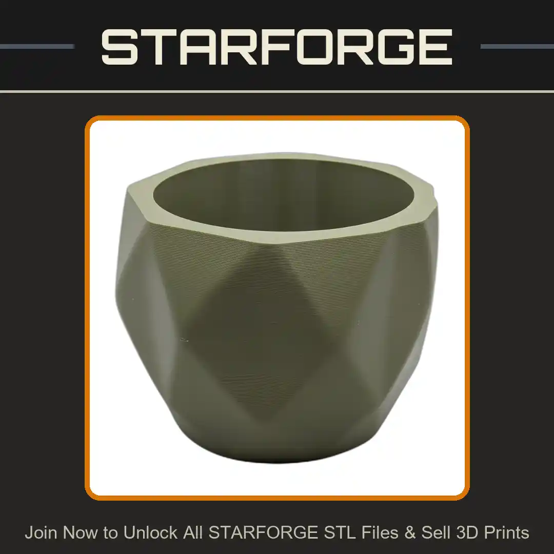 Geometric Faceted Hexagonal Modern Minimalist Design Planter Plant Pot - 3D Printable STL File