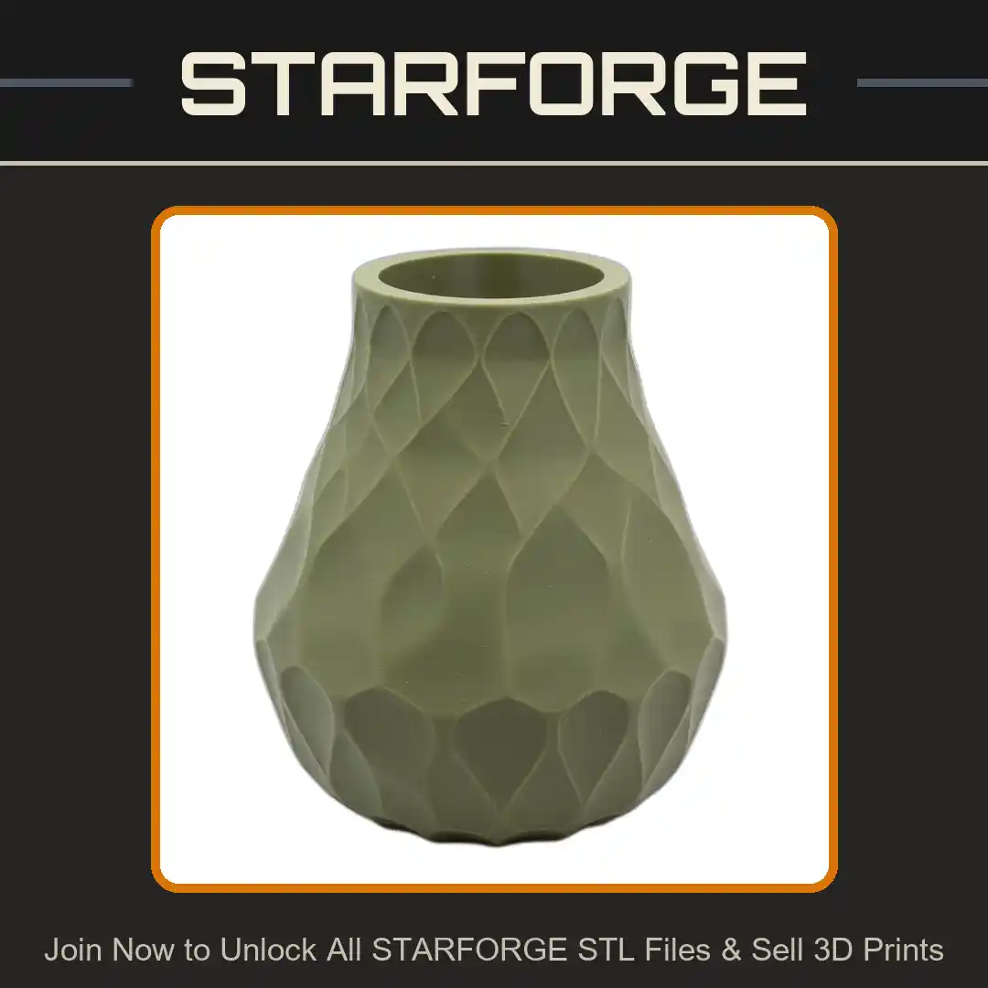 Geometric Textured Vase Tapered Design Faceted Surface Cream Finish Planter Plant Pot - 3D Printable STL File