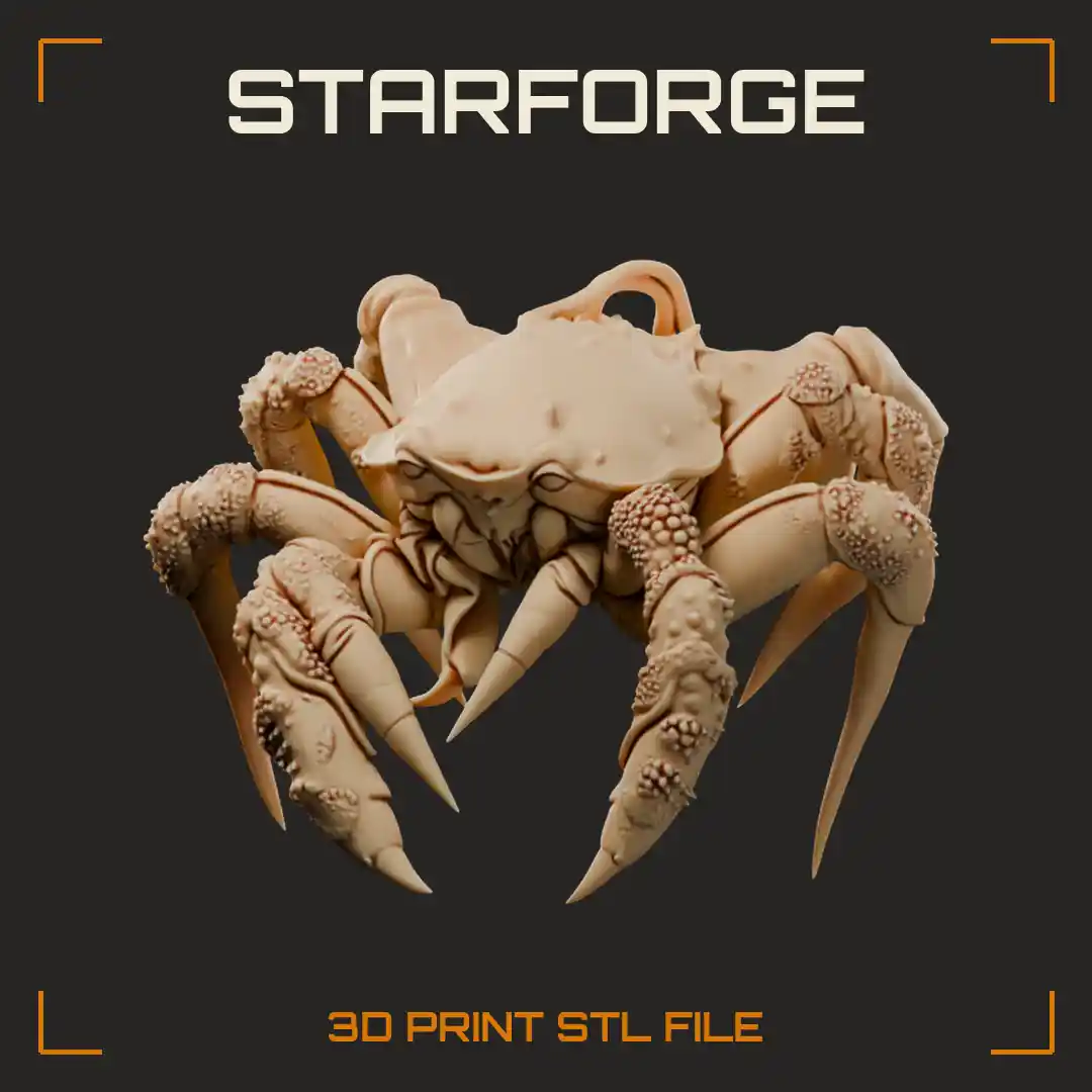 Giant Barnacle Encrusted Sea Crab with Spiked Legs and Riveted Shell