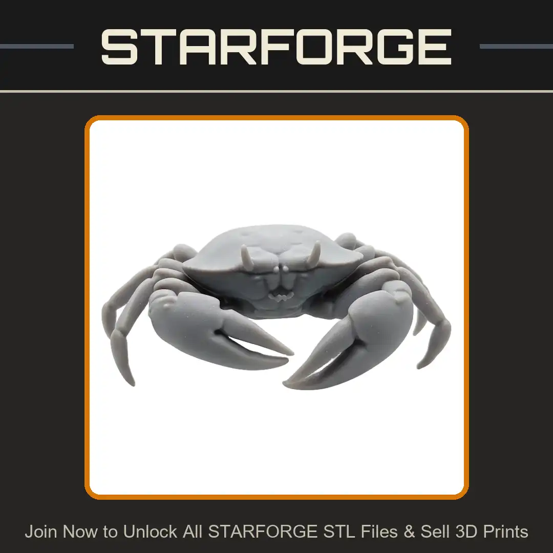 Giant Pincer Crab Marine Crustacean Broad Carapace Heavy Claws Walking Legs Shell Ocean - 3D Printable STL File