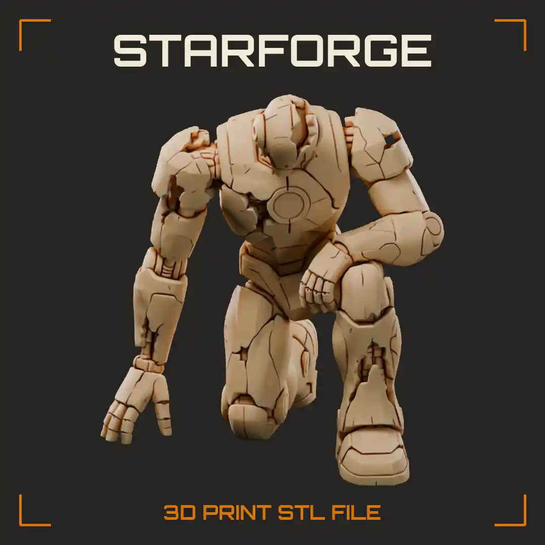 Giant Robot Ruin Kneeling Torso With Overgrown Armor Plates And Broken Shoulder