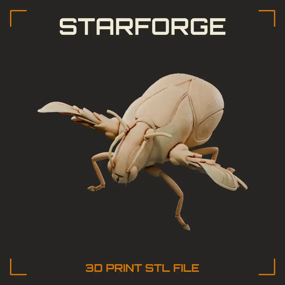 Giant Scarab Beetle with Swirl-Carved Shell and Spread Ribbed Wings - 3D Printable STL File