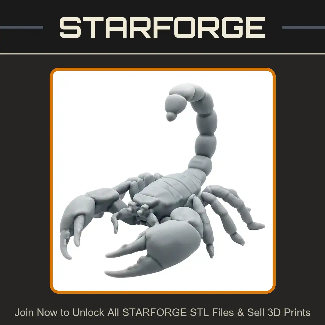 Giant Scorpion Segmented Tail Large Pincers Defensive Pose Striking Stinger Arachnid - 3D Printable STL File