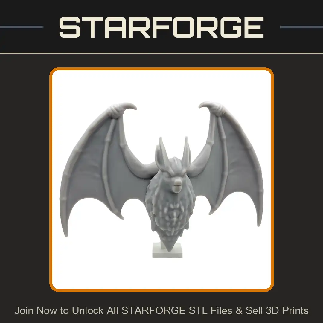 Giant Shaggy Tufted Bat Flying Large Pointed Ears Webbed Scalloped Wings Claws - View 1 of 2