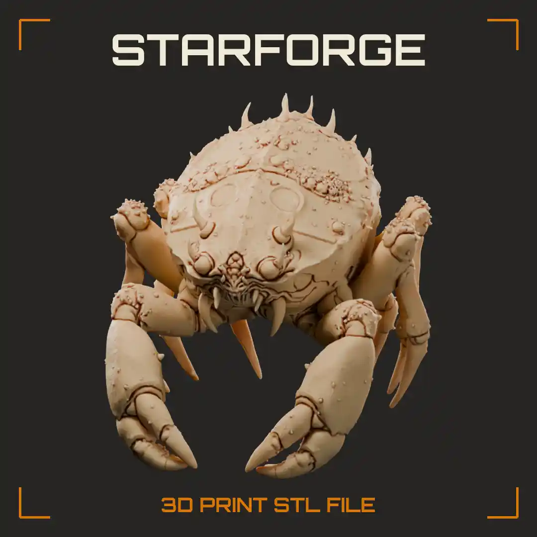 Giant Spiked Crab Monster with Ornate Engraved Shell and Massive Pincers - 3D Printable STL File