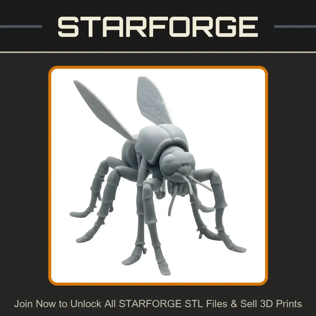 Giant Wasp Hornet Bee Insectoid Eight Legged Veined Wings Compound Eyes Mandibles - View 1 of 2