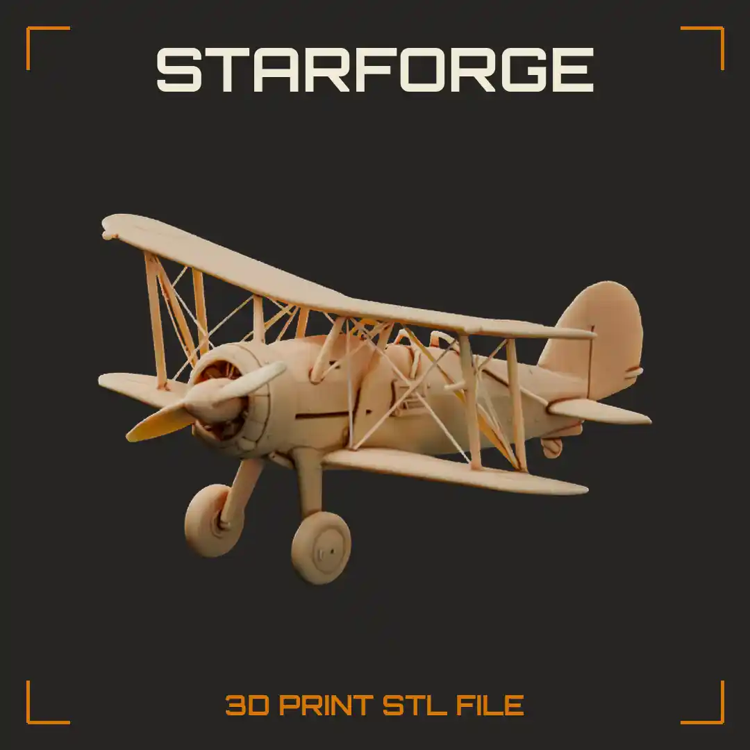 Gloster Gladiator Biplane Fighter with Radial Engine Enclosed Canopy and Spatted Landing Gear