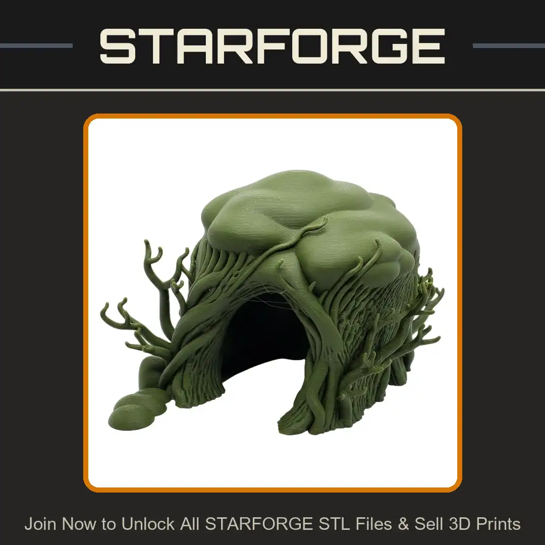 Gnarled Root Tree Cave Arched Bark Hut Thorny Branch Thicket Mushroom Brain Mound Stones - View 1 of 2