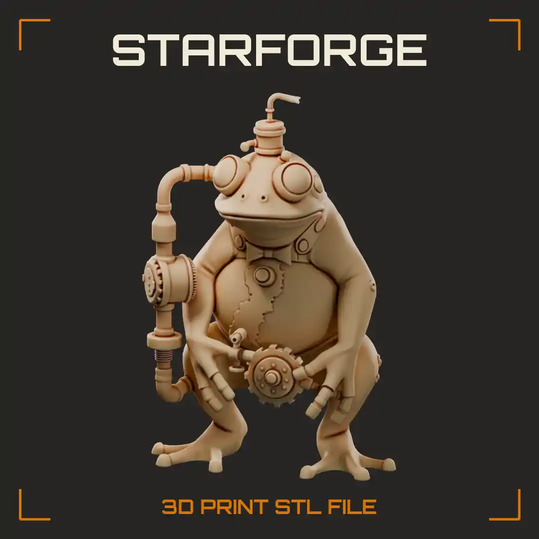 Goggle-Eyed Distillery Toad with Copper Still Pipes and Brass Gear Belly - 3D Printable STL File