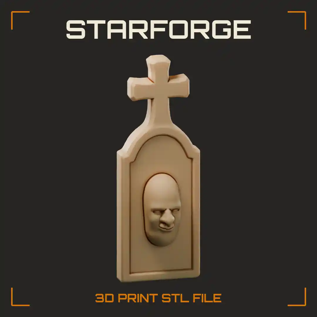 Gravestone with Cross Top Engraved Panel Weathered Edges and Grassy Mound Base
