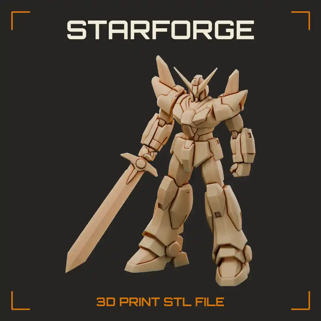 Great-Sword Super Robot with Huge Two-Handed Blade Chest Plate and Crested Head