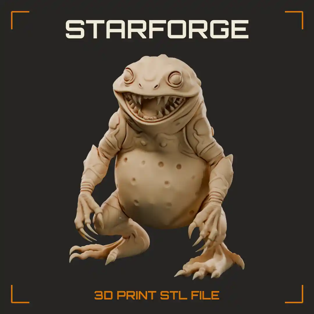 Grinning Biomechanical Toad with Perforated Belly Plate and Segmented Armored Limbs