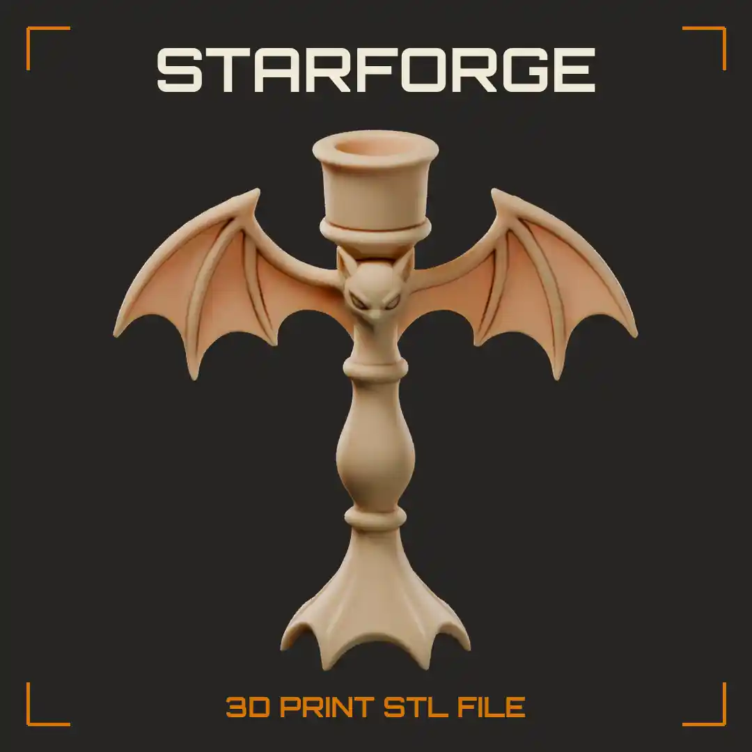 Halloween Candle Holder with Spread Bat Wings Pillar Cup and Round Footed Base