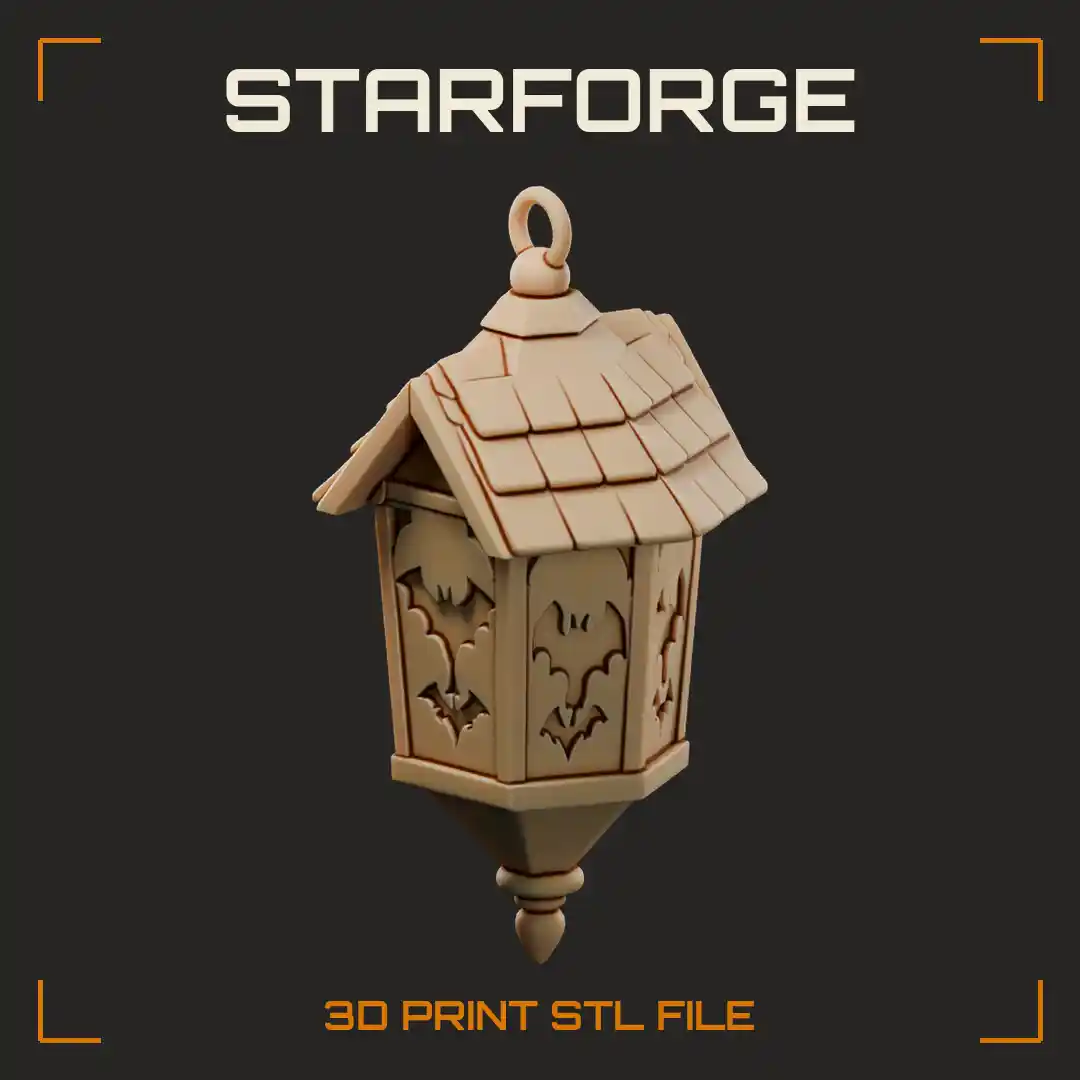 Halloween Lantern Shaped Like Bat House With Peaked Roof And Cutouts