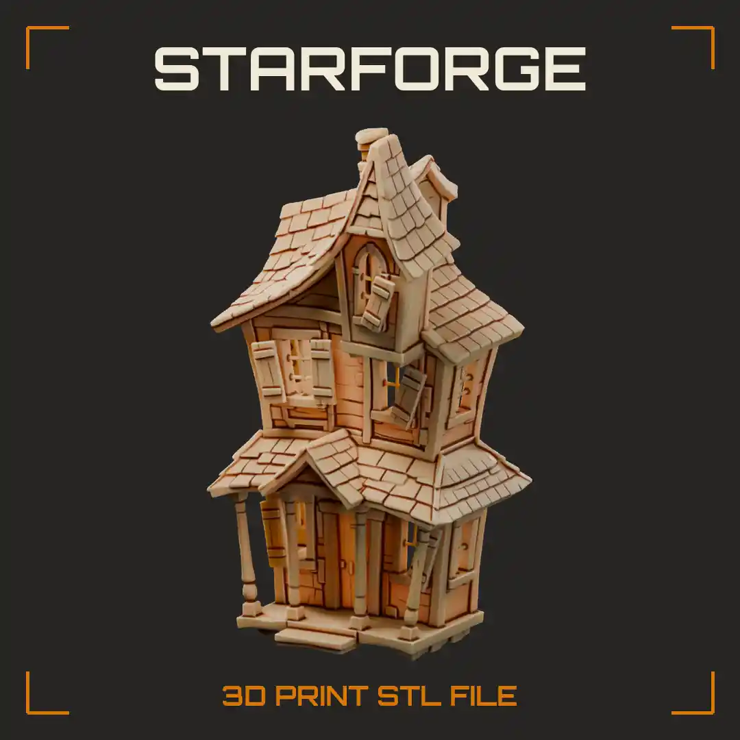 Haunted Dollhouse with Crooked Shutters Gabled Roof Porch Steps and Broken Windows