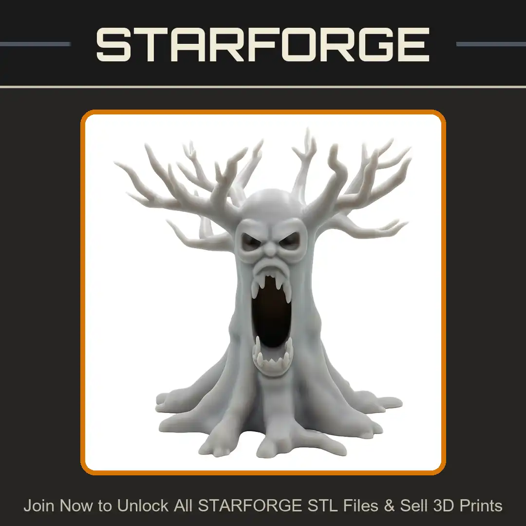 Haunted Gnarled Tree Monster Treant Ent Gaping Mouth Screaming Fangs Twisted Branches - View 1 of 2