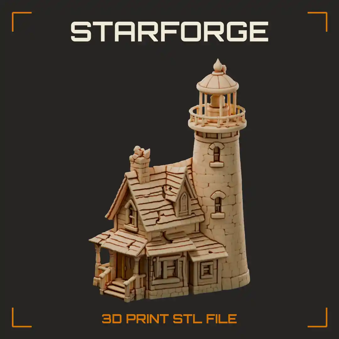 Haunted Lighthouse Keeper Cottage with Lantern Room Gabled Roof and Crooked Chimney