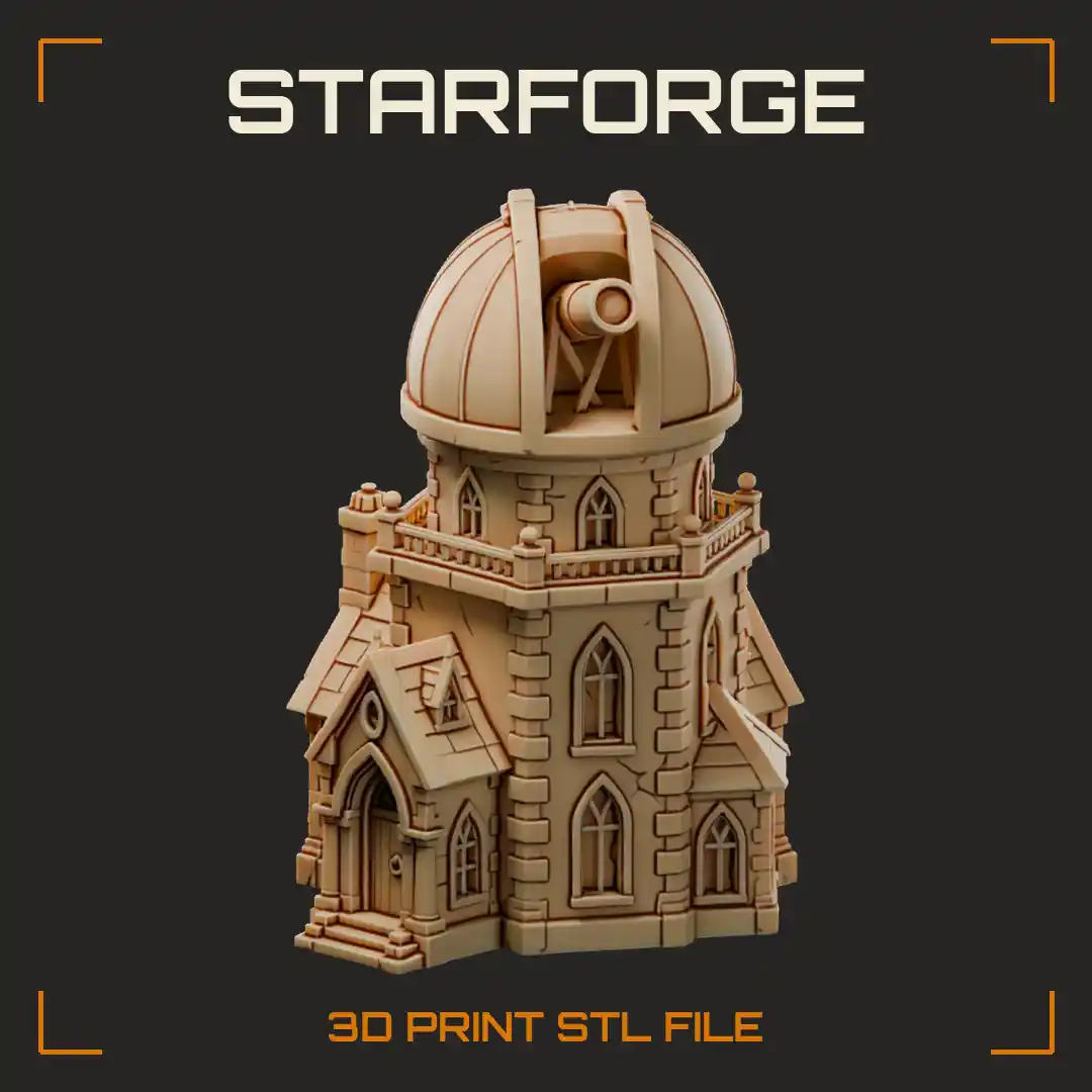 Haunted Observatory with Split Telescope Dome Stone Tower and Ivy