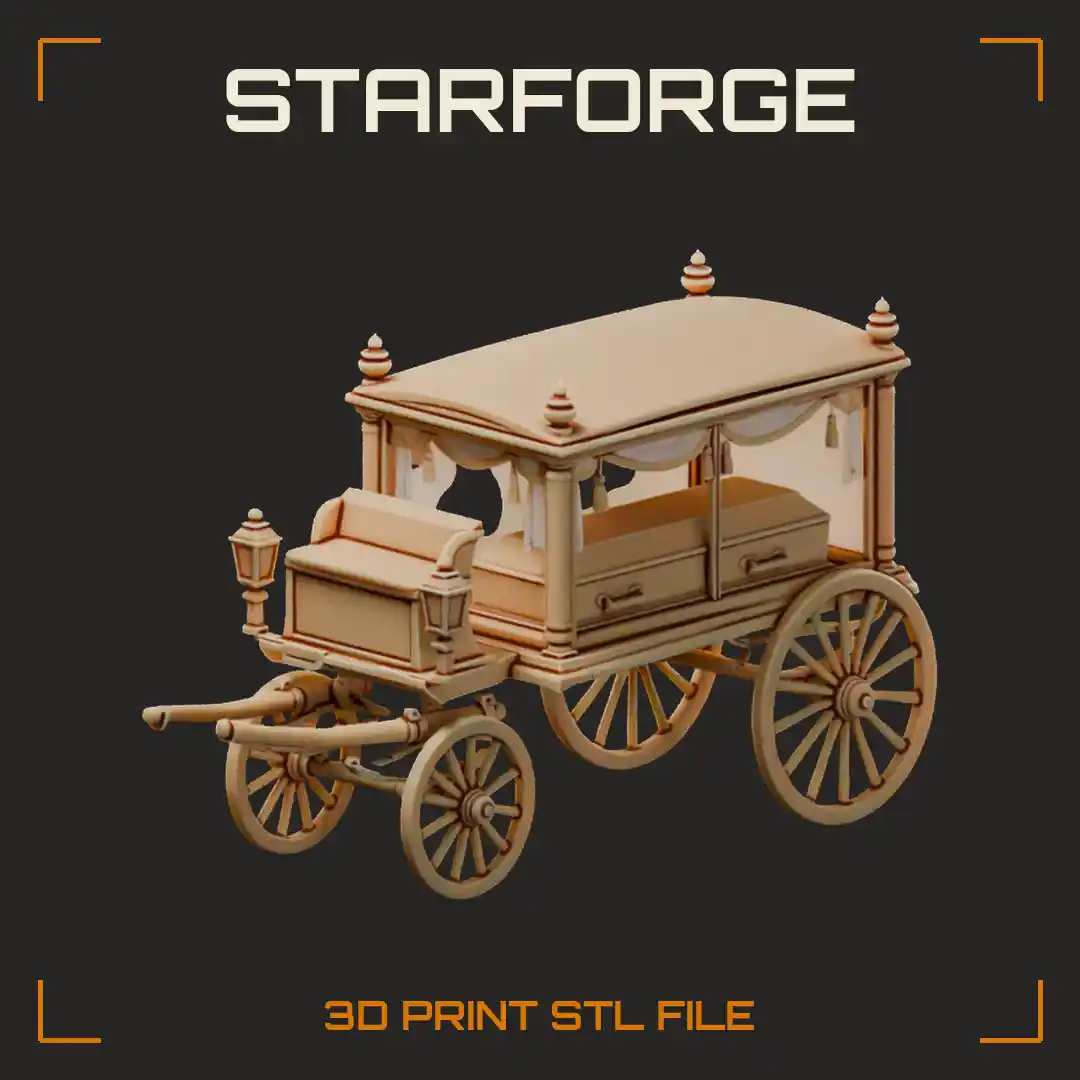 Hearse Carriage With Glass Panel Sides Black Plumes And Spoked Wheels