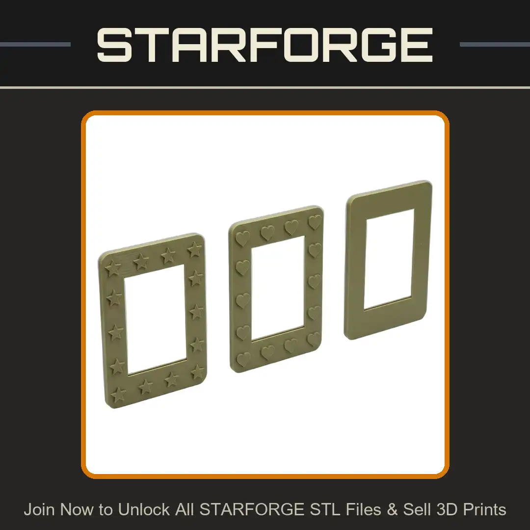 Heart Star Plain Rounded Recessed Photo Picture Frame Polaroid Instax Border Holder - 3D Printable STL File