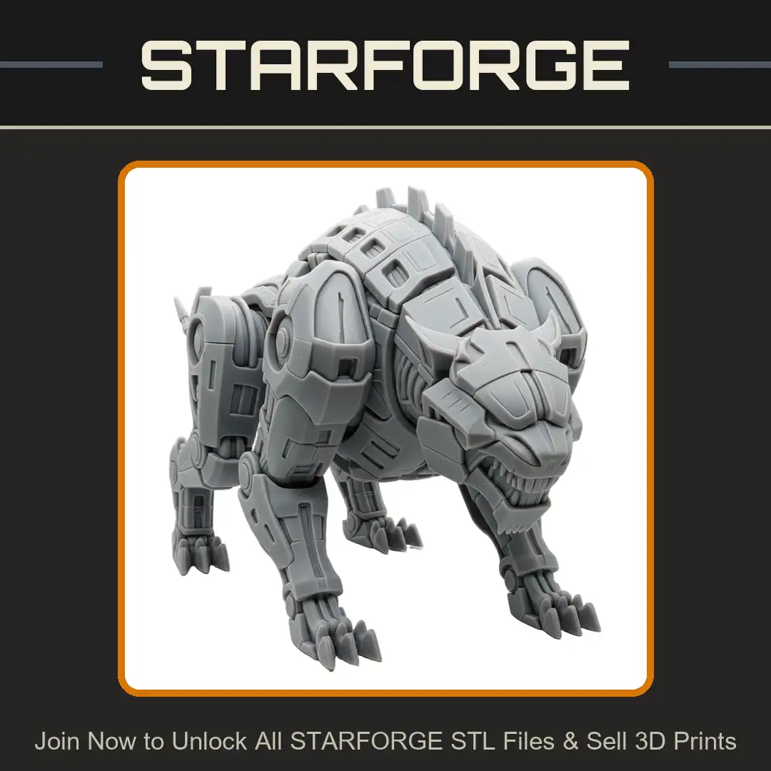 Heavy Armored Mecha Wolf Cyber Panther Robotic Lion Prowling Stalker Beast Spine Claws - View 1 of 2