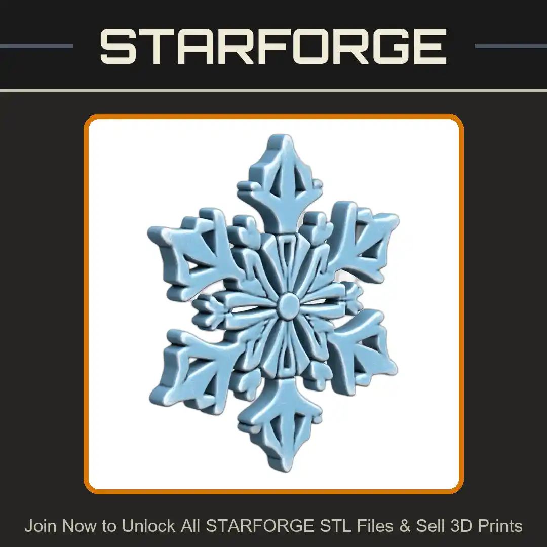 Holiday Christmas Decor Classic Snowflake Ornament - 3D Printable STL File