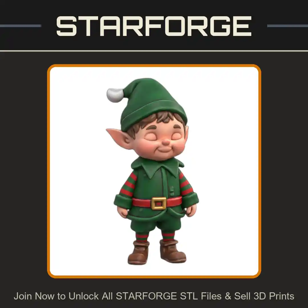 Holiday Elf with Jolly Expression for Christmas Display - 3D Printable STL File