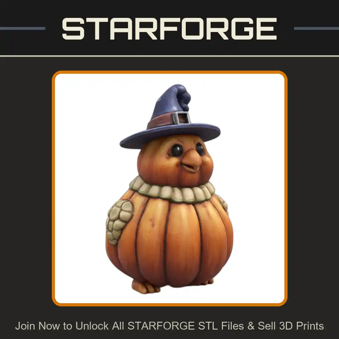 Holiday Festive Pumpkin Owl with Witch Hat for Halloween Decor - 3D Printable STL File