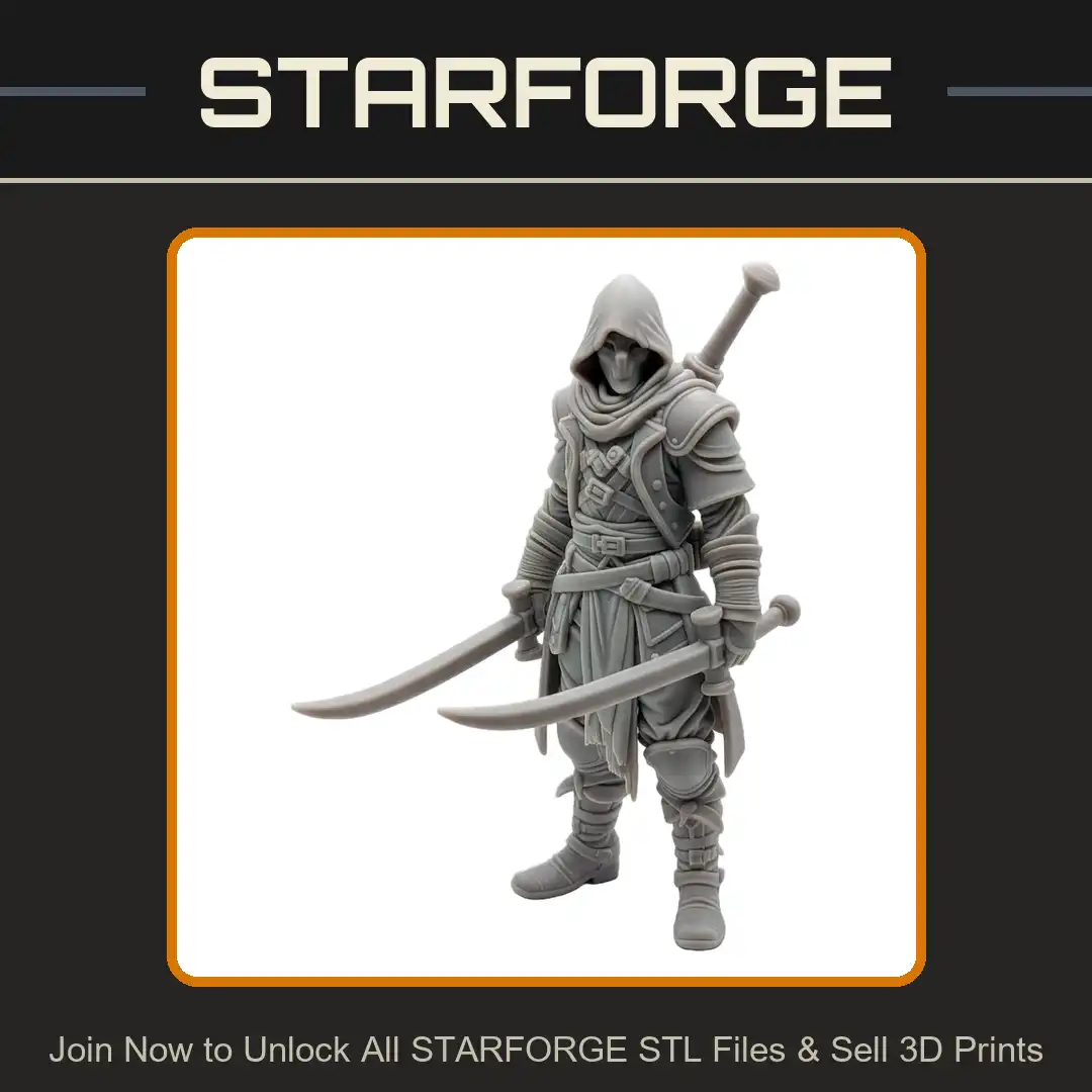 Hooded Masked Assassin Dual Curved Scimitars Back Greatsword Armored Rogue Slayer - View 1 of 2