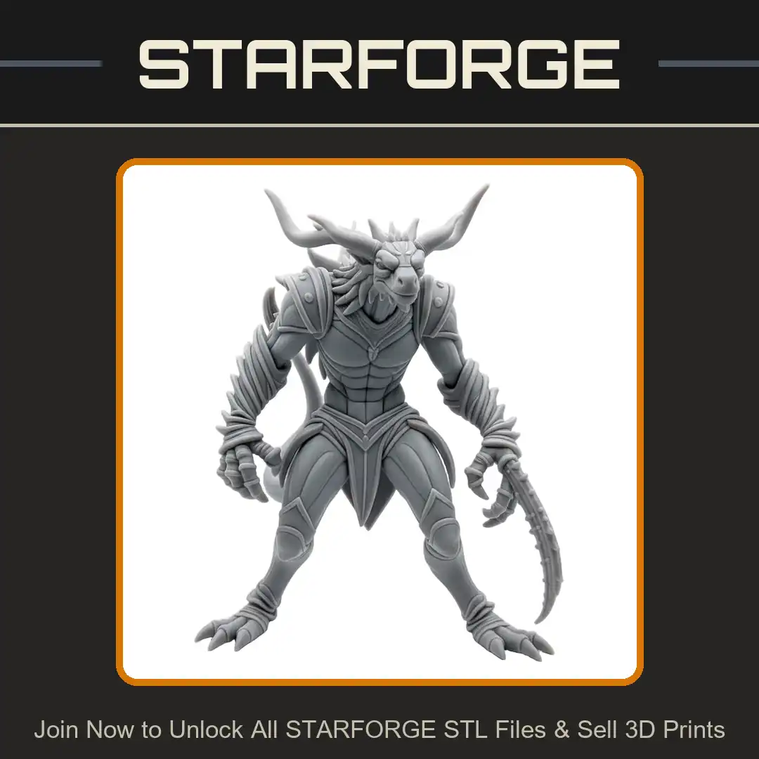 Horned Dragonborn Warrior Curved Serrated Arm Blade Tail Riveted Pauldrons Wraps - View 1 of 2