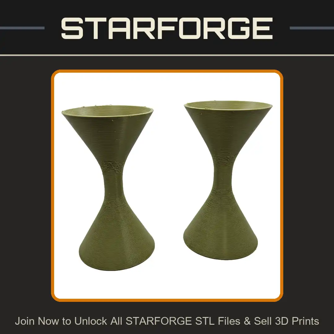 Hourglass Hyperboloid Ribbed Flared Modern Geometric Pedestal Stand Vase Vessel Bowl - View 1 of 3