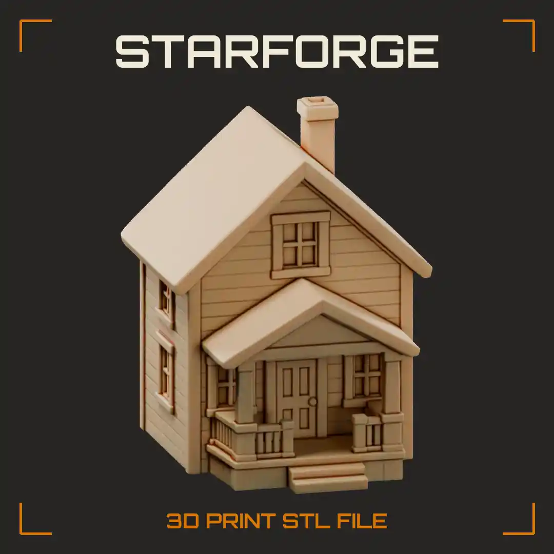 House Ornament With Gabled Porch Paned Windows Chimney And Hanging Loop