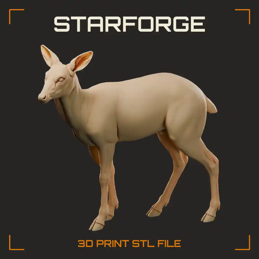 Huemul Andean Deer Standing with Large Ears Stocky Legs and Dense Coat