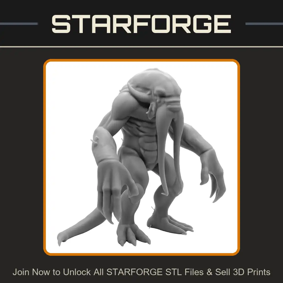 Hunched Horned Face Tentacles Long Arms Sharp Claws Muscular Humpback Beast Tail - View 1 of 2