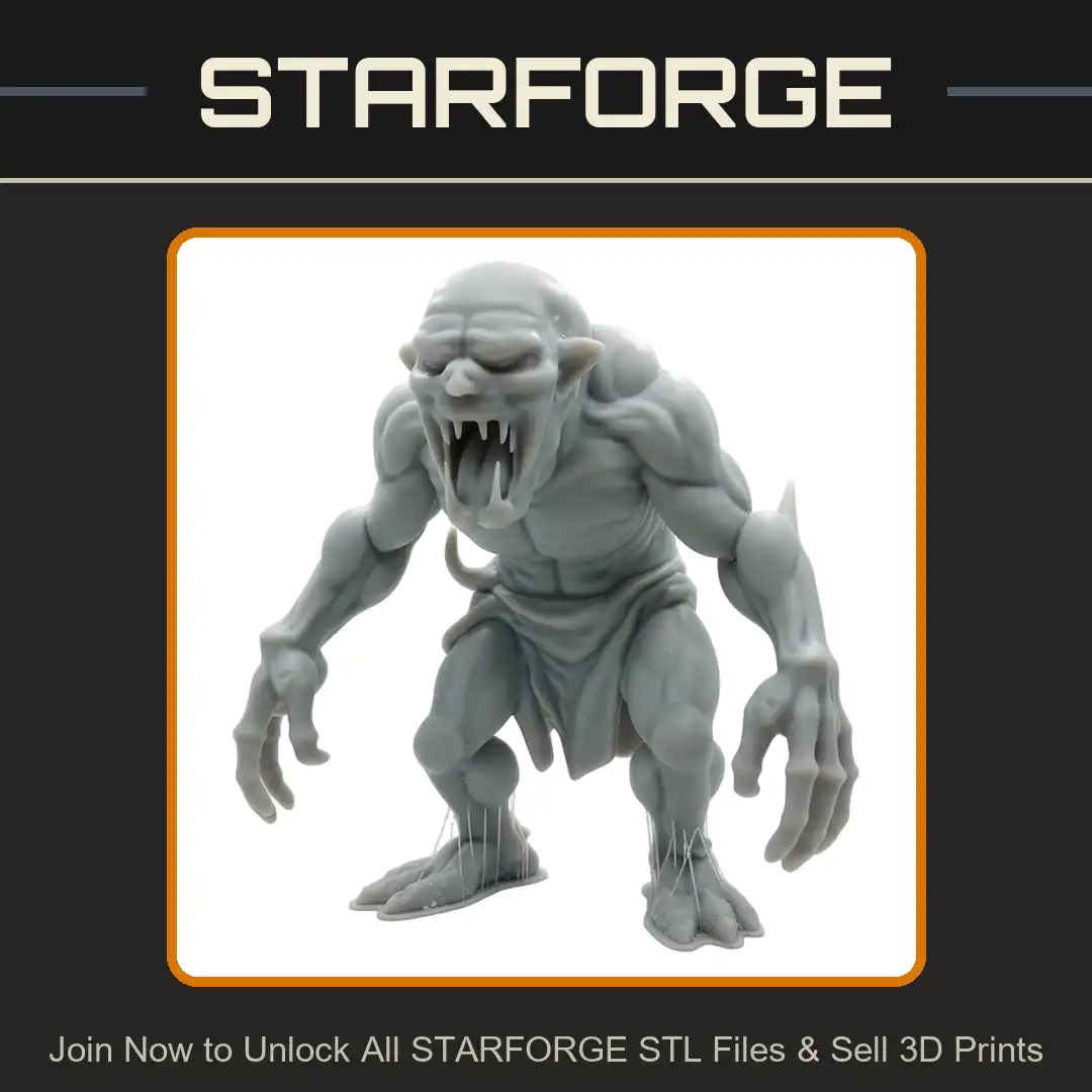 Hunched Muscular Ghoul Gaping Mouth Needle Teeth Clawed Hands Elbow Spike Loincloth - View 1 of 2