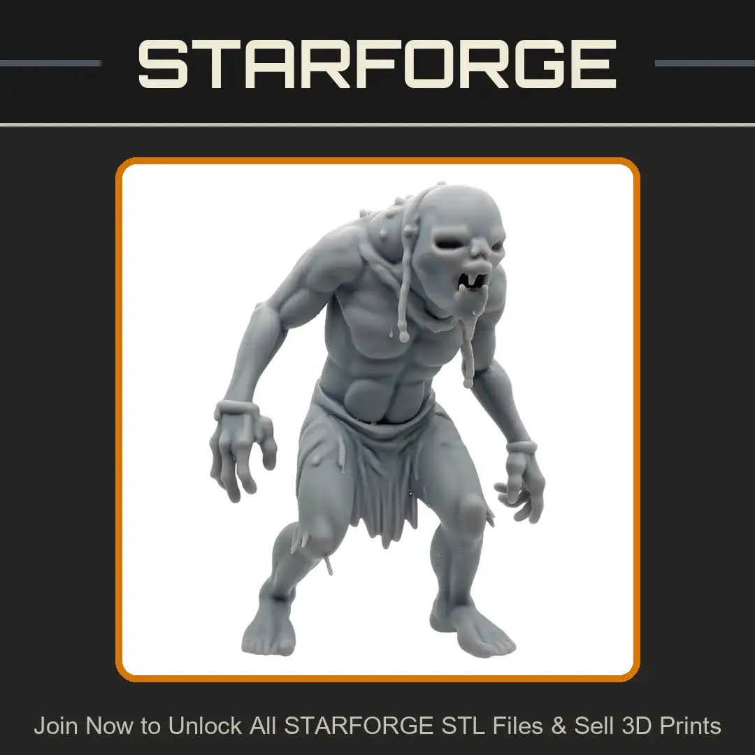 Hunched Muscular Humanoid Bald Hollow Eyes Drooling Jaw Pustules Ragged Loincloth Cuffs - View 1 of 2