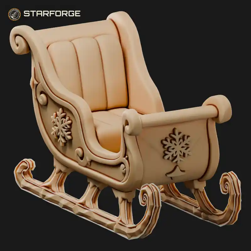 Ice Sleigh With Crystal Runners Frosted Scrollwork And Icicle Trim