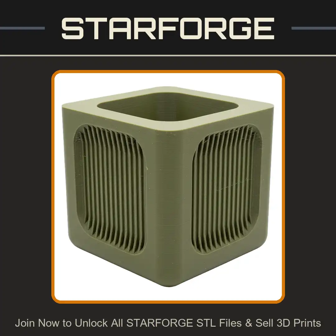 Industrial Vented Cube Planter Louvered Slatted Grille Square Enclosure Ribbed Fin Box - View 1 of 2