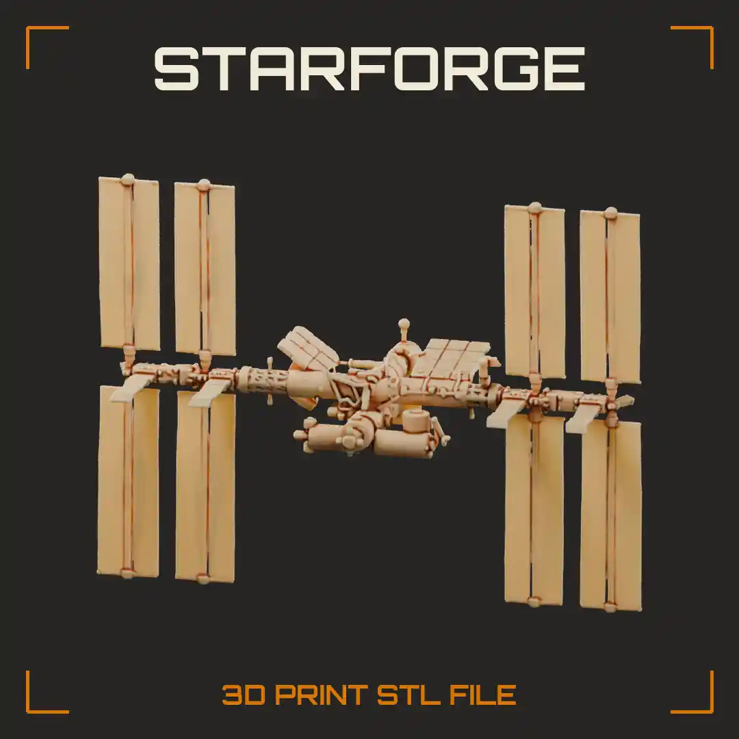 International Space Station with Solar Array Wings Central Truss Pressurized Modules and Radiators