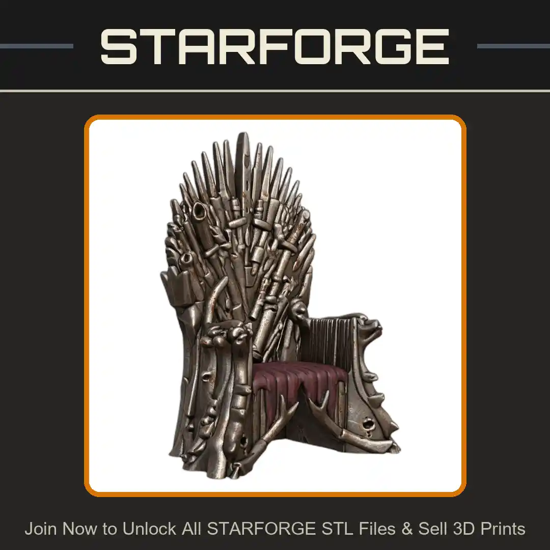 Intricately Designed Fantasy Throne Chair with Sword Motif - 3D Printable STL File